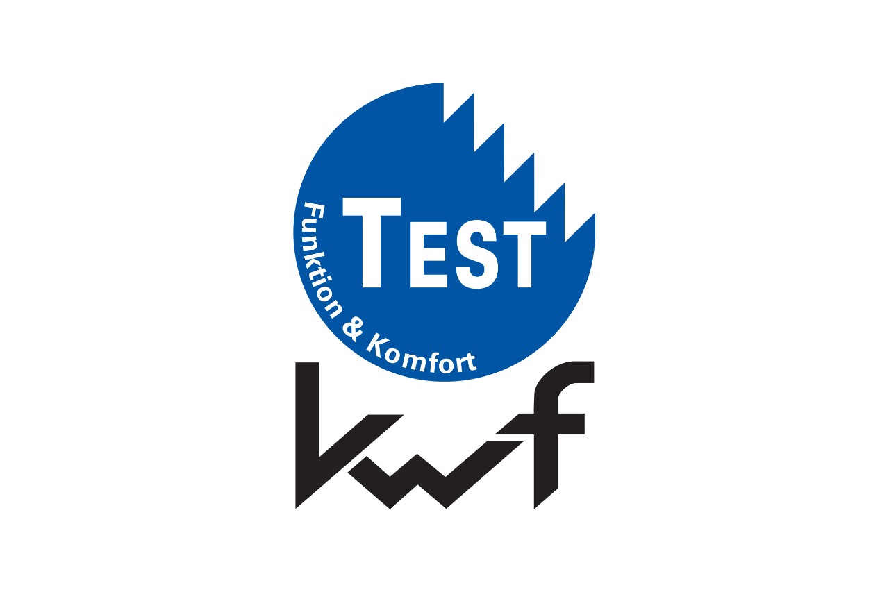 Rundes blaues Logo für KWF-Test