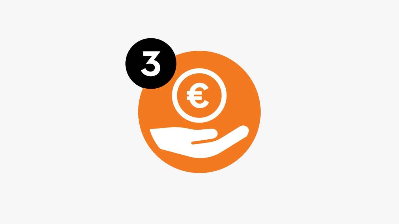 Icon Eurozeichen über einer Hand