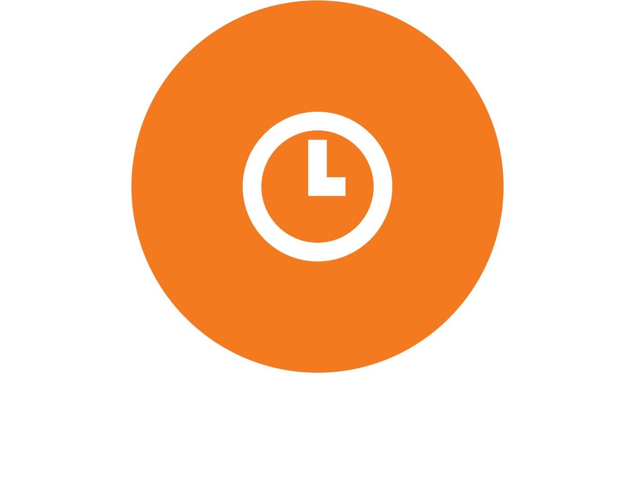 Uhr-Icon in einem orangefarbenen Kreis